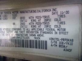 2001 TOYOTA TACOMA SILVER SR5 CREW CAB 3.4 AT 4WD,  Z24883